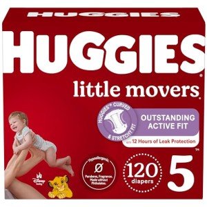 Huggies Little Movers Size 5 Baby Diapers 120 Count