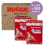 Huggies Little Movers Size 5 Baby Diapers 120 Count