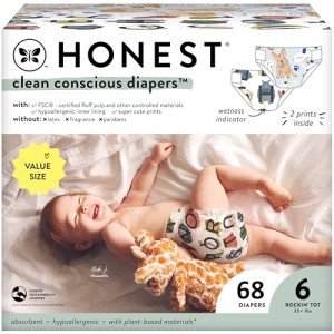 Honest Company Plant-Based Diapers, Size 6, 68 Count