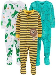 Baby Boys' Dinosaur Footed Cotton Pajamas Set