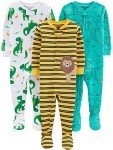 Baby Boys' Dinosaur Footed Cotton Pajamas Set