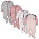 Gerber Baby Girls 4 Pack Footie Pajamas - Pink