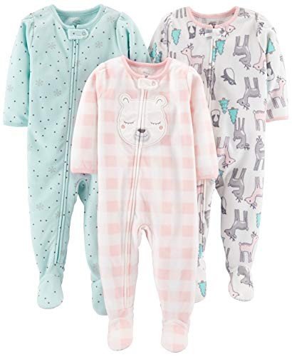 Baby Girls' 3-Pack Flame Resistant Footed Pajamas