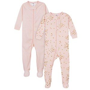 Gerber Baby Girls' Pink Footed Pajamas Set, 18 Months