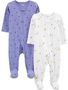 Carter's Baby Girls' Cotton Sleep & Play Set, 2-Pack