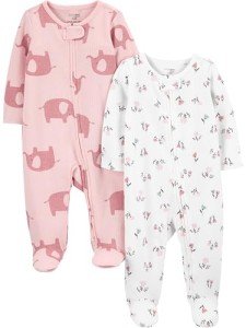 Baby Girls' 2-Pack Thermal Footed Sleepers
