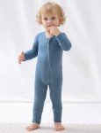 Blue Bamboo Baby Sleeper with Mittens & Zipper