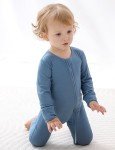 Blue Bamboo Baby Sleeper with Mittens & Zipper