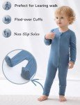 Blue Bamboo Baby Sleeper with Mittens & Zipper