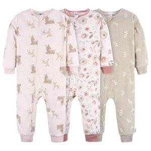 Gerber Baby Girl Pink Deer Footless Pajamas Set