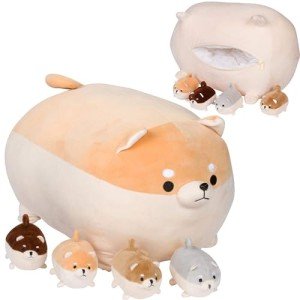 Mommy Shiba Inu Plush Toy with 4 Puppies