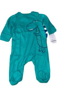 Baby Boys' Dinosaur Footed Cotton Pajamas Set