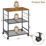 ThreeHio 3-Tier Rolling Microwave Cart with Storage