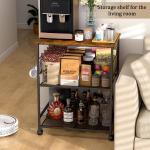 ThreeHio 3-Tier Rolling Microwave Cart with Storage