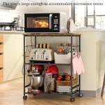 ThreeHio 3-Tier Rolling Microwave Cart with Storage
