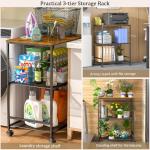 ThreeHio 3-Tier Rolling Microwave Cart with Storage