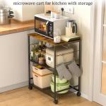 ThreeHio 3-Tier Rolling Microwave Cart with Storage