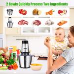 Qinkada 14-Cup Food Processor with 2 Bowls