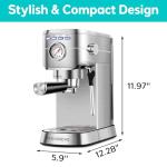 Compact CASABREWS Espresso Machine with Milk Frother