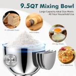 COOKLEE 9.5 Qt. Electric Stand Mixer, Silver