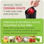 Elite Gourmet Masticating Slow Juicer with 3” Chute