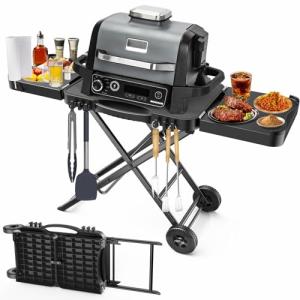 Portable Indoor Grill Stand with Folding Table