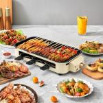 Pukomc 2-in-1 Electric Indoor Grill with Non-Stick Plate