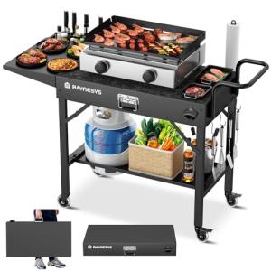 Folding Outdoor Grill Table with Wheels
