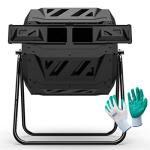 Dual Chamber 43 Gallon Compost Tumbler & Gloves