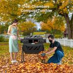 Dual Chamber 43 Gallon Compost Tumbler & Gloves