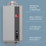 Rheem Indoor Tankless Natural Gas Water Heater, 9.5 GPM