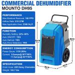 MOUNTO Portable 180-Pint Industrial Dehumidifier