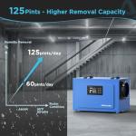 125 Pints Commercial Dehumidifier for Basements & Crawl Spaces