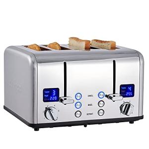 CUSIMAX 4-Slice Toaster with LED Display & Wide Slots