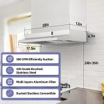 30" Convertible Stainless Steel Under Cabinet Range Hood