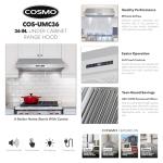 COSMO 36" Under Cabinet Range Hood with LED Lights