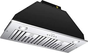 36-Inch MCBON Black Range Hood Insert, 600 CFM