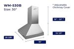Hauslane 30" Matte White Wall Mount Range Hood
