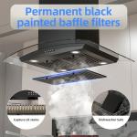 FIREGAS 30” Black Island Range Hood with 700 CFM