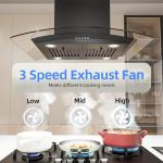 FIREGAS 30” Black Island Range Hood with 700 CFM