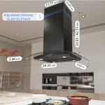 FIREGAS 30” Black Island Range Hood with 700 CFM