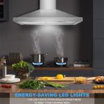 Tieasy 30" Wall Mount Range Hood with LED Light