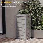 Gray 38 Gallon Waterproof Outdoor Trash Can