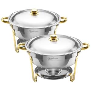 Elegant 6QT Round Stainless Steel Chafing Dishes Set