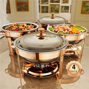 4 Pack Round Stainless Steel Chafing Dishes