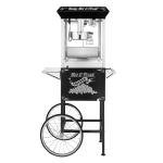 Black 8oz Popcorn Machine with Cart & Kettle