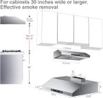 HisoHu 30" Under Cabinet Stainless Steel Range Hood