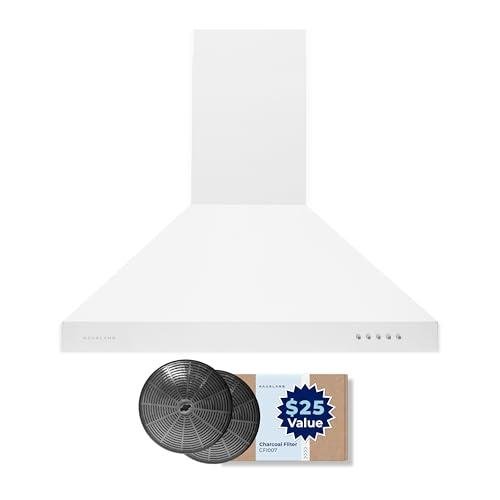 Hauslane 30-Inch Matte White Wall Mount Range Hood