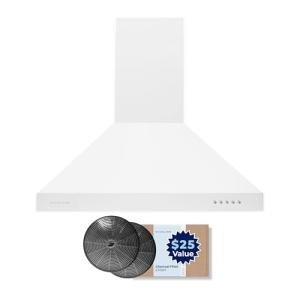 Hauslane 30" Matte White Wall Mount Range Hood