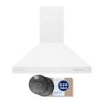 Hauslane 30" Matte White Wall Mount Range Hood